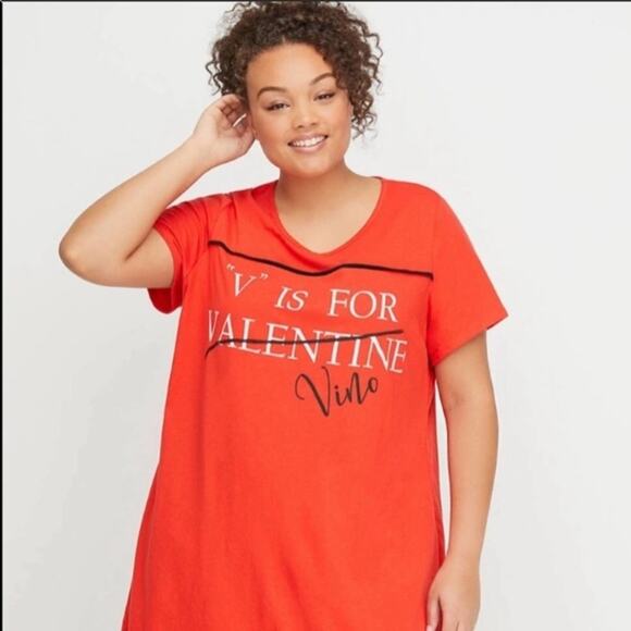 Lane Bryant Cacique Valentine Vino Graphic Sleepshirt - Picture 4 of 9